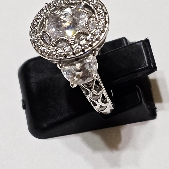 Antique Style Tacori IV Diamonique Epiphany Platinum Clad 925 Ring Size 5.5 - Picture 16 of 16